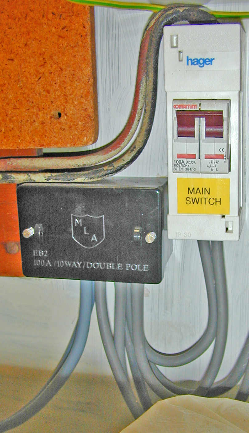 Main switch followed by service connector block